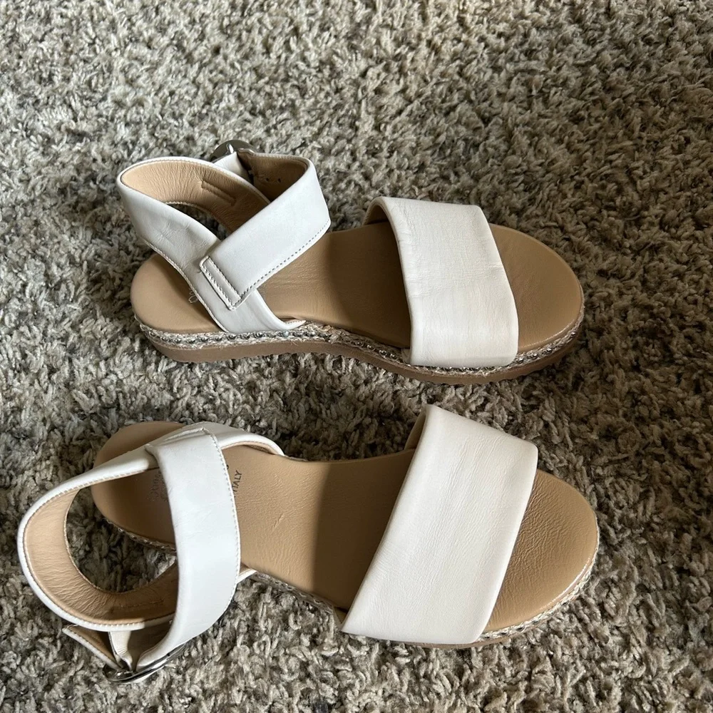 Sole Bliss  White Ankle-Strap Sandals with Buckle